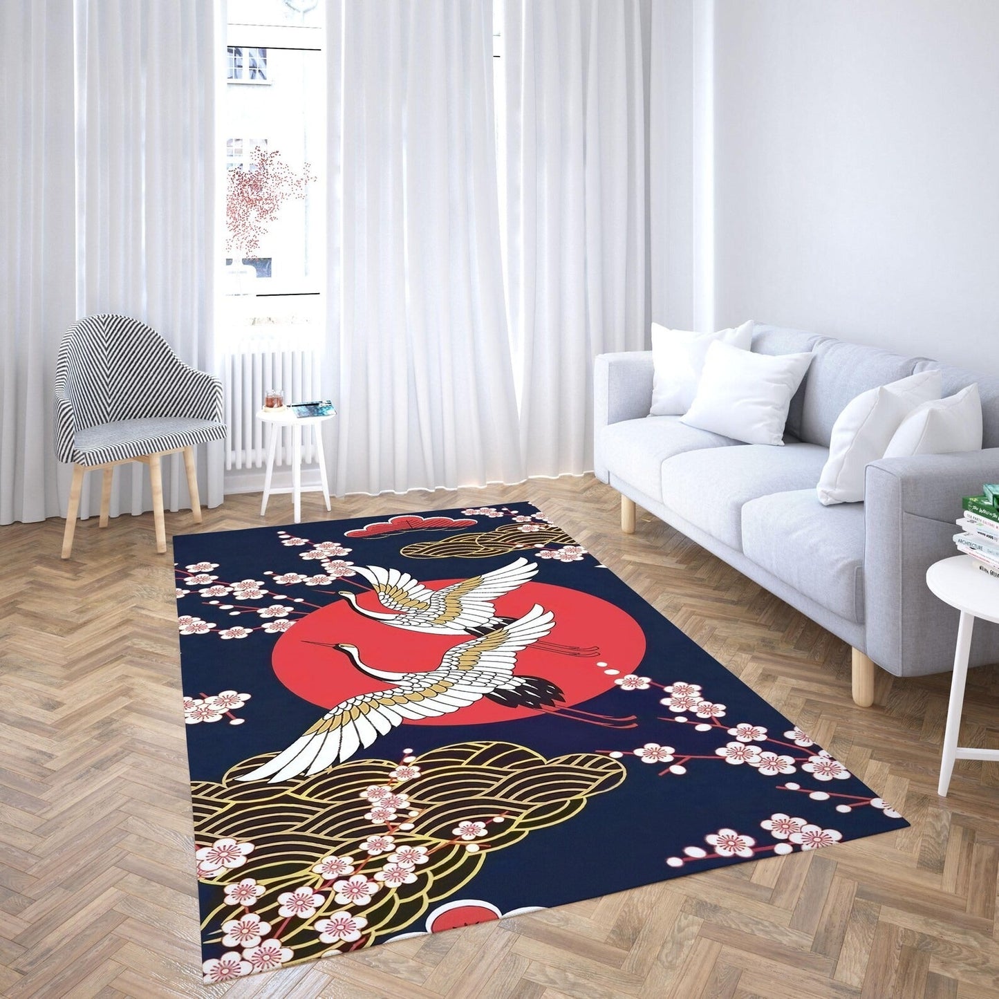 Red Sun Sakura Blossom Carpet